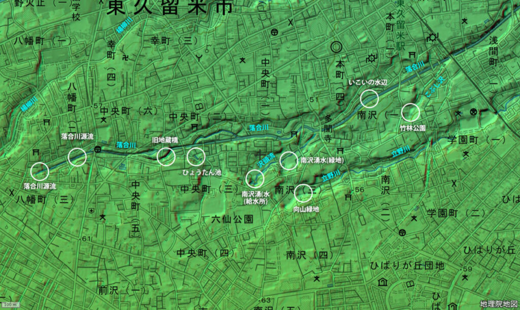 地理院地図：落合川・立野川